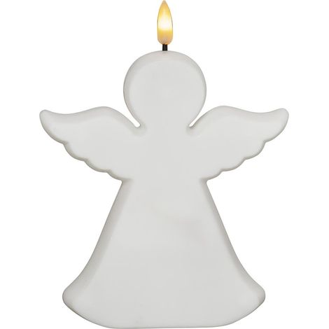Star Trading Lampe funéraire Flamme Ange, Ange, Bougie, Blanc, Extérieur, LED, Minuteur, Blanc chaud, 18 cm