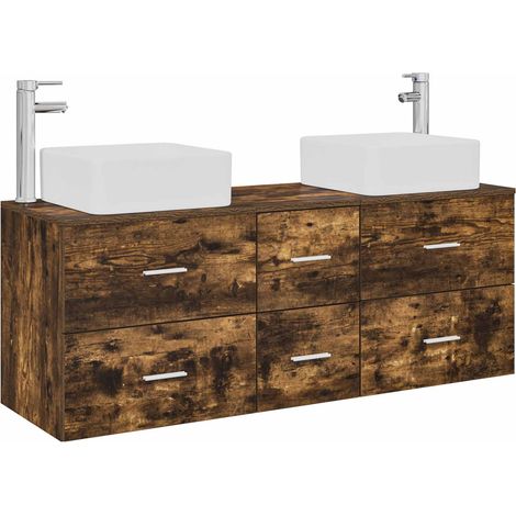 Bathroom Cabinet Set 3 pcs Smoked Oak 49.5 x 41 x 63 cm vidaXL (1/5)