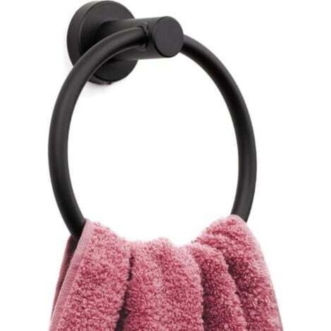 Anneau Porte-Serviettes Noir Mat Porte-essuie-Mains Moderne pour Mur de Salle de Bain Acier Inoxydable SUS304 (1/4)