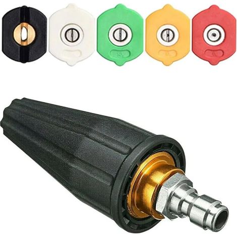 Ensemble de buses rotatives pour nettoyeur haute pression, angle de pulvérisation réglable de 0 à 60 degrés avec 5 embouts en laiton, connexion rapide de 6,3 mm, compatible avec la plupart (1/5)