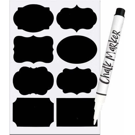 KZQ Etiquettes autocollantes bocaux, 64PCS - Etiquettes pour tableau noir avec stylo à craie (1/3)
