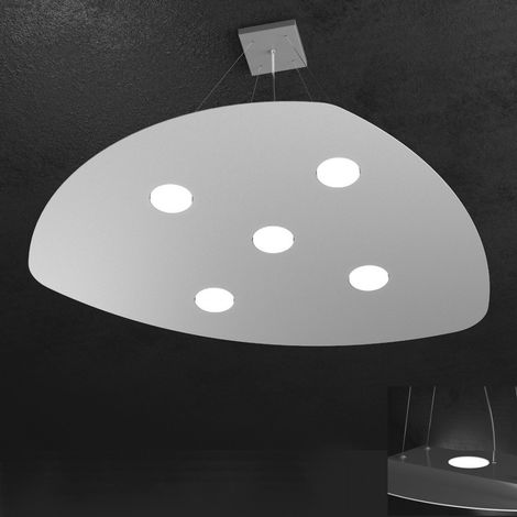 Lampadario moderno top light shape 1143 s5+2 gx53 led metallo sospensione, finitura metallo grigio (1/5)
