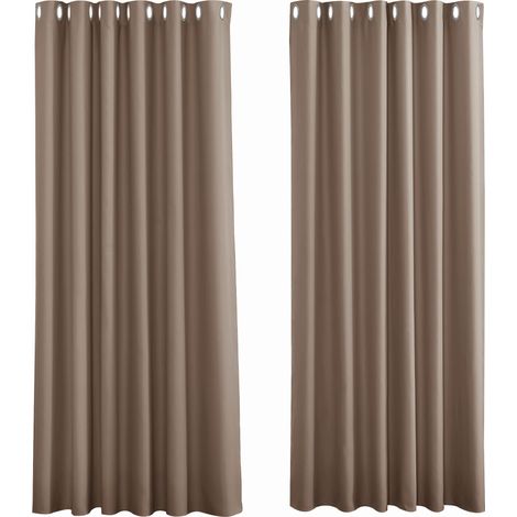 Rideaux occultants thermiques, œillets taupe pour salon, isolants, résistants au froid, bloquant la lumière pour un meilleur sommeil, 2 x L 107 x H 160 cm, taupe
