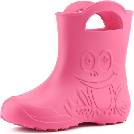 Ladeheid EVA federleichte Kinder Gummistiefel für Jungen und Mädchen Regenschuhe Bequeme und wasserdichte Regenstiefel Kinder LA-CA-01 (Rosa, 26/27