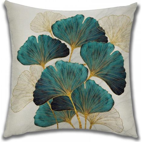 Housse de coussin décorative à motifs floraux et végétaux, taies d'oreiller en simili-lin, taies d'oreiller unies, taies d'oreiller de salon (couleur : C, dimensions : 45 x 45 cm) (1/3)