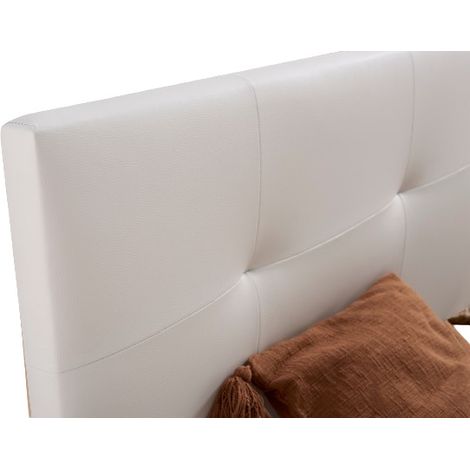 Cabecero de Cama Tapizado 150 cm Blanco Tela de Polipiel Liso Directo al suelo sin agujeros Descansin