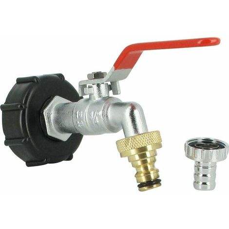 Raccord Tank S60X6 - Robinet En Laiton Chromé 15 mm - Embout 20x27 mm - Pour Réservoir 1000 L (1/5)