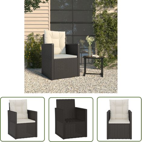 The Living Store Fauteuil de jardin avec coussins Noir Résine tressée - Fauteuil De Jardin - Chaise De Jardin - Meubles De Jardin - Mobilier Extérieur - Résine Tressée (1/5)
