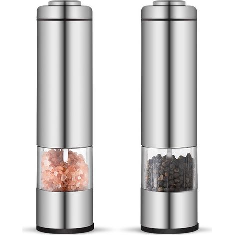 Accessoires de cuisine : Moulin à poivre électrique en acier inoxydable pour poivre noir, broyeur automatique, bouteille pour moulin à poivre domestique (1/5)