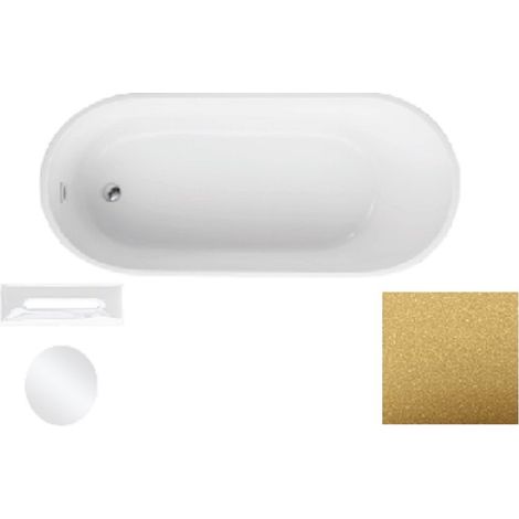 Baignoire îlot dorée glam avec bonde blanc MELODY 170x80 (1/2)