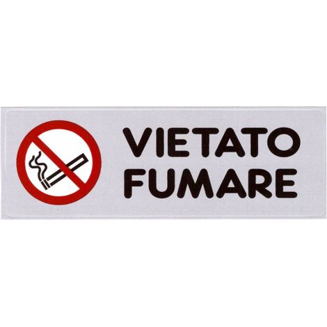 SEGNALE Etichetta Adesiva VINILE cm 15x5 VIETATO FUMARE Divieto Porta Negozi Uffici