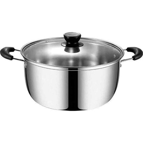 Multifunktionale Edelstahl-Kasserolle mit Glasdeckel – JINFGERNE – Ideal für Suppen und Fondue, langlebig, für Gas- und Elektroherde geeignet, leicht zu reinigen, perfektes Geschenk (1/5)
