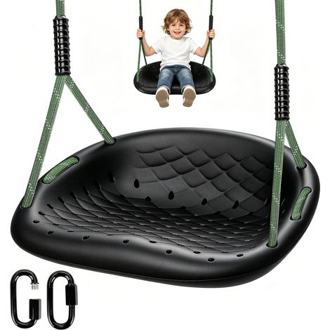 Balançoire d'extérieur en Plastique antidérapant pour Enfants/Adultes avec Corde réglable et Mousqueton, capacité de Charge de 250 kg, Accessoire de balançoire, Noir (1/5)