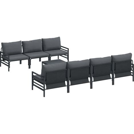 Maison Exclusive - Set Divano da Giardino con cuscino 8 pcs Nero Acciaio