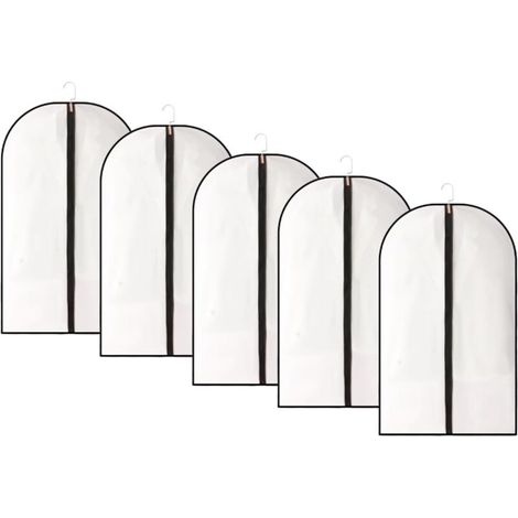 Housses de protection pour chemises, costumes, vestes, 60 x 80 cm, 5 pièces (fermeture éclair noire) (1/5)