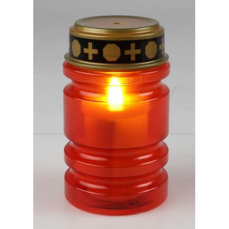 24x LED Grablichter Rot Glas Kerzen Leuchte Friedhof Schmuck Laterne Dekoration (1/3)