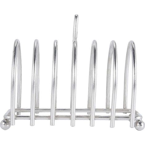 Porte-toast 6 tranches en acier inoxydable avec pieds sphériques et poignée de transport (1/4)