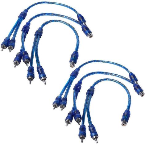 Lot de 6 câbles répartiteurs RCA (1 femelle vers 2 mâles) avec adaptateur audio en Y (1/4)