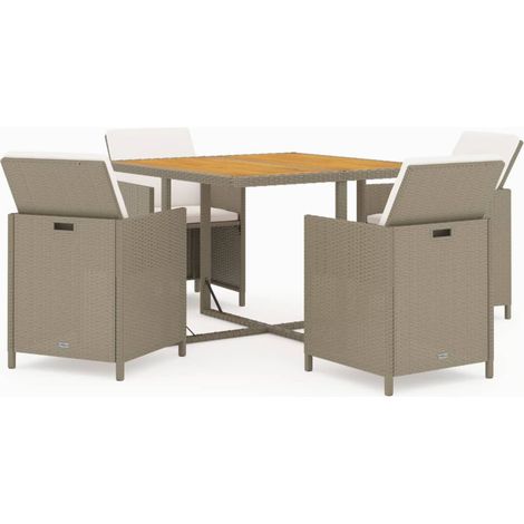 Maison Exclusive - Set da Pranzo da Giardino 5 pz con Cuscini Beige in Polyrattan
