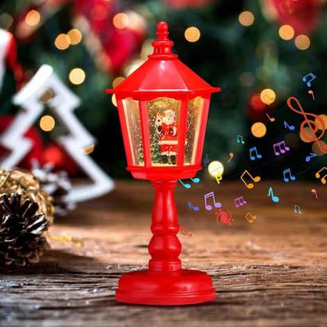 Weihnachtslaterne, LED-Weihnachtskerzenlaterne mit Musik, USB- und batteriebetriebenes Nachtlicht, Dekoration (1/5)