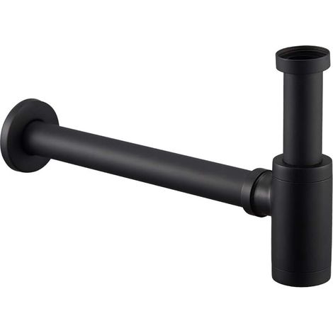 Kit De Vidange Réglable Pour Lavabo - Évacuation Murale En Laiton - Finition Noir Mat - Entrée 32 Mm - Anti-Odeurs - 1 Pièce (1/5)