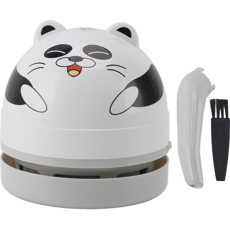 Mini Aspirateur de Bureau, (Panda)Aspirateur de Bureau Mignon pour Ramasser Les Miettes, avec Brosse de Nettoyage, Gomme Les Poils d'animaux, Aspiration élevée et Faible Bruit (1/5)