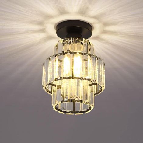 Modern crystal ceiling light E27, black, 18cm, for living room, hallway, bar, kitchen, dining room, children's bedroom (1/5)