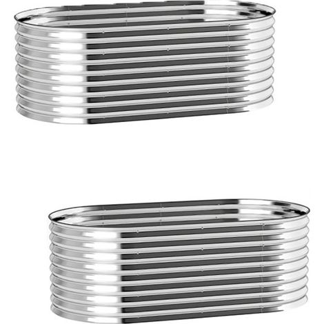 2er-set pflanzkübel, Metall-Blumenkübel mit Sicherheitskante und Handschuhen, offener Boden, 160B x 80T x 56H cm, Grau