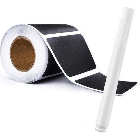 Étiquettes autocollantes tableau noir - Comprend 1 marqueur blanc - Étiquettes de cuisine - Conviennent aux pots à épices - Rangement et organisation (1/5)
