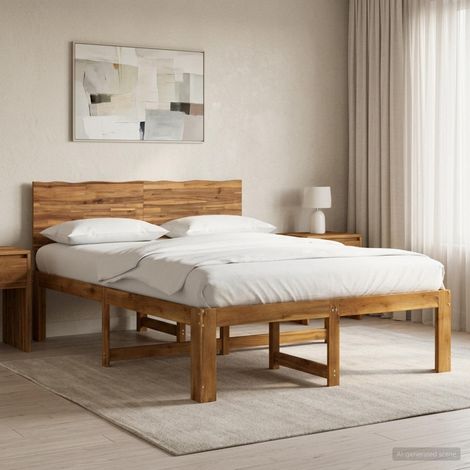 Cama doble con cabecero ROSTOCK Natural 152 x 203 cm (1/5)