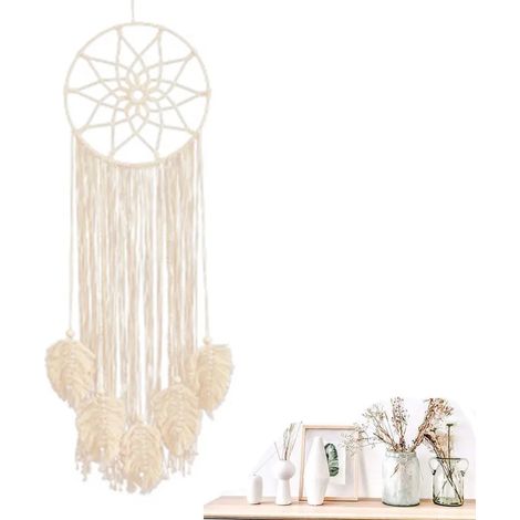 Handgefertigter Traumfänger, Großer Boho-Traumfänger mit Makramee-Wandbehang-Ornament für Baby Shower, Auto-Dekoration, Hochzeit, Zuhause, Schlafzimmer- und Wohnzimmerdekoration (1/4)
