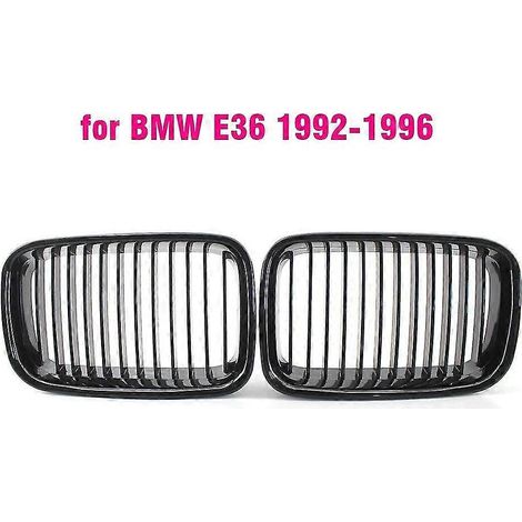 Schwarzer Kühlergrill aus ABS für BMW E36 318i, 323i, 325i, 320i und 328i (1994–1996) – Hochglanzschwarz