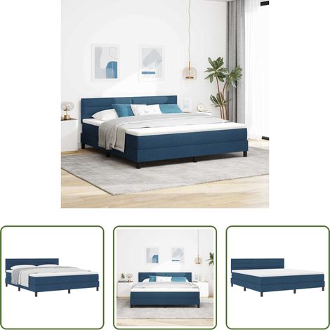 Matratze - Boxspringbett mit Matratze mit Kopfteil Blau 180 x 200 cm Stoff (1/5)