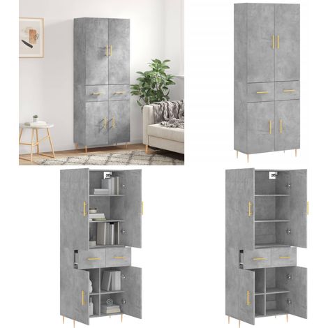 Highboard Betongrau 69,5x34x180 cm Holzwerkstoff - Sideboard - Hochschrank - Wohnraumgestaltung - Möbelstück - Betongrau - Home & Living (1/5)