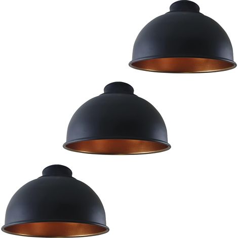 Lot de 3 abat-jours de plafond rétro en métal 21 cm Facile à installer Suspension moderne Éclairage de plafond Abat-jour en forme de dôme pour chambre à coucher Couloir (style 5) (1/5)