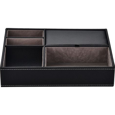 Coffret de Rangement Bureau en Cuir PU Multifonctionnel pour Fournitures de Bureau et Accessoires de Travail (1/5)