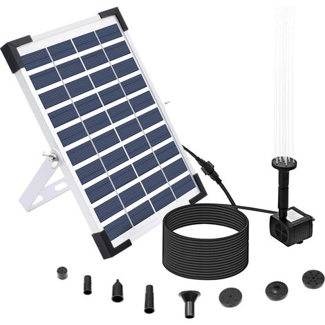 Bomba de agua solar de 10V/5W con panel ajustable, ideal para fuentes, estanques y jardines (exteriores).