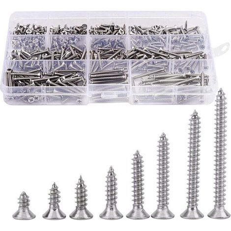 400pcs Vis à tête fraisée en Acier Inoxydable Vis à Tête Plat Cruciformes Vis à Bois (1/5)