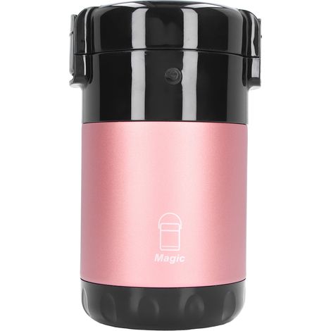 Lunchbox aus Edelstahl 304 mit 3 Fächern, 2,3 Litern Fassungsvermögen, mehrlagig vakuumisoliert, großes Fassungsvermögen für Arbeit, Schule und Zuhause, Farbe: Göttinnenrosa. (1/5)