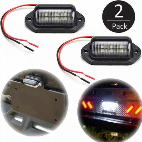 Feux Plaque Immatriculation LED 6 SMD Étanches Lumière Blanche et pour Camion Voiture Remorque Caravane 12V 24V (1/5)