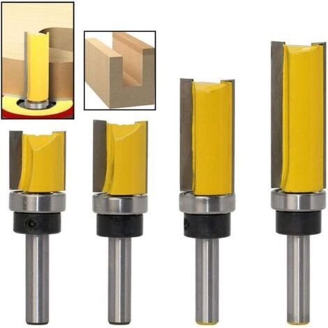 Für 4 Stück Fraise à Copier, Fraise pour affleurer droite Queue 8 mm, Durchmesser 19,05 mm, mit Roulement au Queue, Outils de Fraisage de Menuiserie Bricolage (1/5)