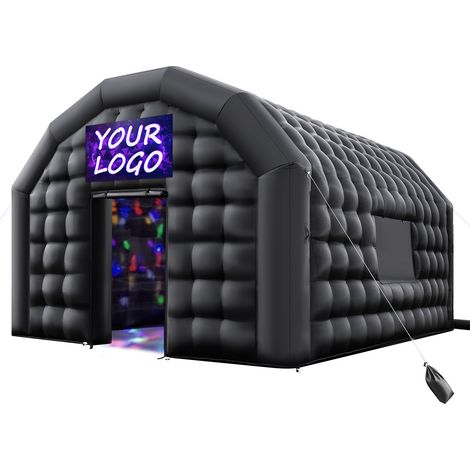 Tente de Fête Gonflable, 6x5x3,65 m, Tente Cube Gonflable, Discothèque Boîte de Nuit Club à Gonfler avec Souffleur 680 W, Sac de Sable, 2 Fenêtres, pour Évènement, Anniversaire, Mariage, Noir (1/5)