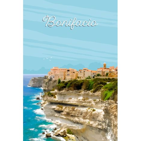 Tableau sur toile Bonifacio 30x45 cm - Impression sur Toile Murale Décorative - Image imprimée en HD sur Toile - Toile sur Châssis en Bois FSC - Fabriqué en France (1/5)