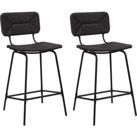 Set di sgabelli da bar e isola in metallo con seduta in rattan 65 cm NEMA