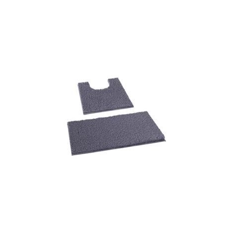 2-teiliges Mikrofaser-Badematten-Set, rechteckige und U-förmige Matte, dunkelgrau (1/5)