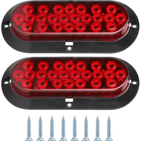 2 pièces Feu stop ovale rouge 6 pouces 24 LED étanche feu arrière pour camion remorque 12V (1/5)