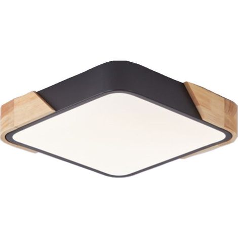 Plafonnier LED monobloc, 24 W, tricolore à intensité variable, design carré et fin, idéal pour la salle de bain, la maison, le bureau, la chambre, le salon, la cuisine, le balcon ou le couloir (noir) (1/2)