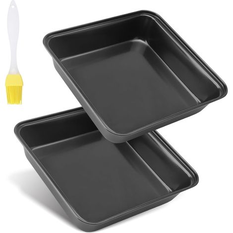 2 Plats à Gratin Carrés, en Acier Inoxydable, avec Revêtement Antiadhésif (1/5)