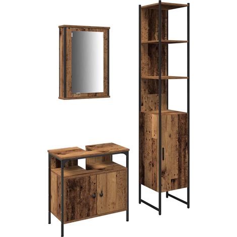 Maison Exclusive - Badezimmermöbel Set mit Regal 3 pcs Altholz Ho