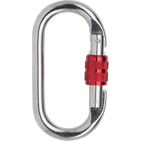 Mosquetón de 2 piezas de 25 kN, mosquetón de acero inoxidable con gancho de resorte tipo O-Lock y tensor para escalada en roca, rapel, hamaca, color rojo (1/4)